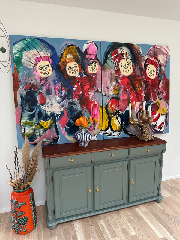 Farverig Forsamling - 2stk. 100x120cm